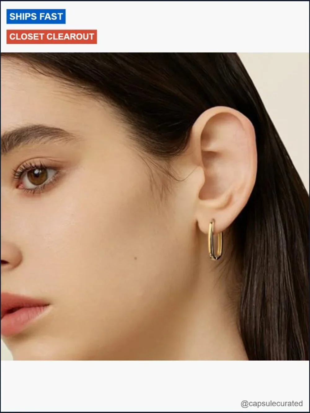 Rectangle Gold Hoop Earrings Geometric Hypoallergenic Square Hoops